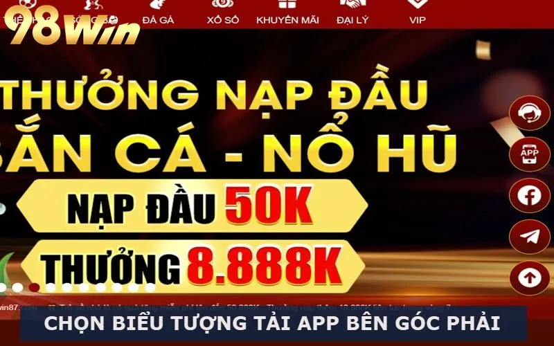 Biểu tượng tải app bên góc phải màn hình chính