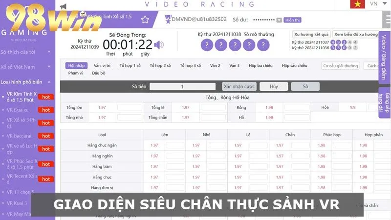 Điểm Nổi Bật Của Sảnh VR Xổ Số 98WIN