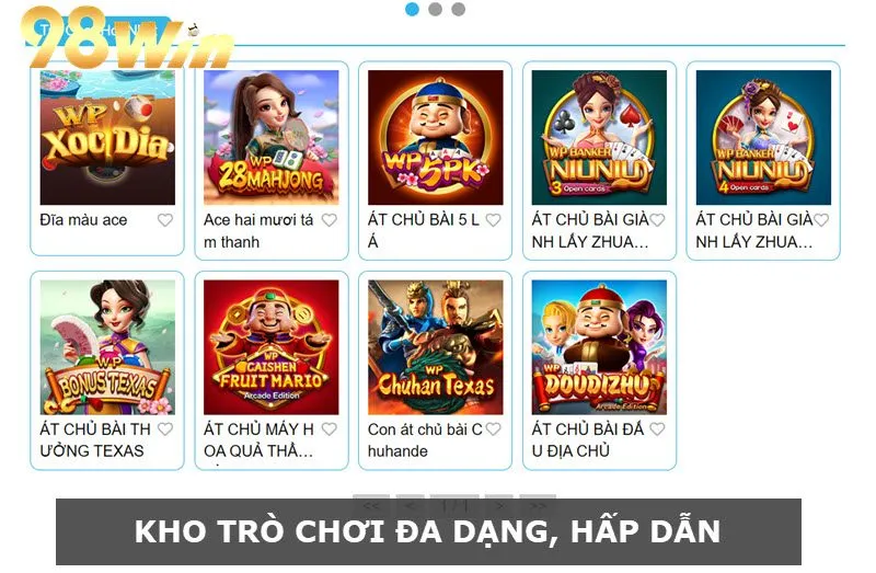 Hướng dẫn đặt cược tại sảnh game bài của 98Win