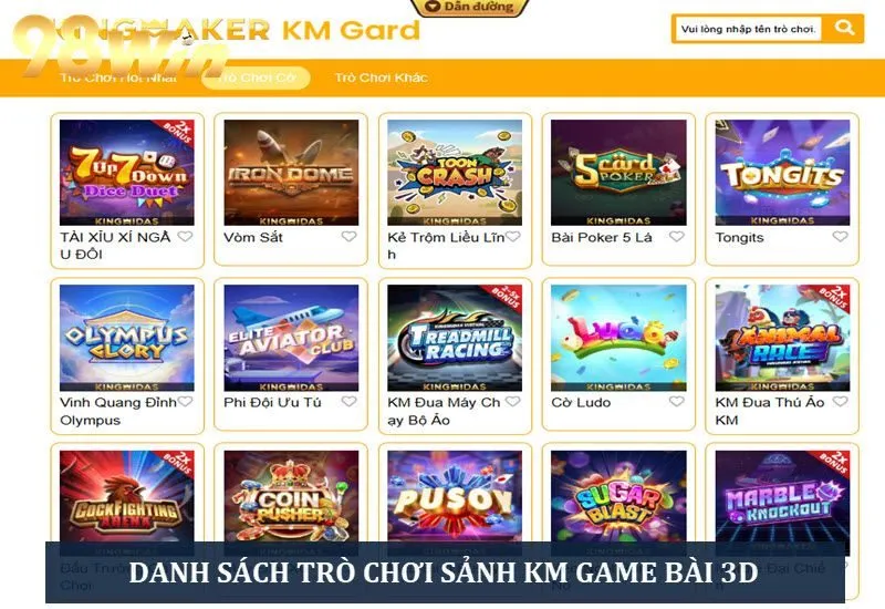 Danh sách các tựa game cực hot tại sảnh Kingmaker