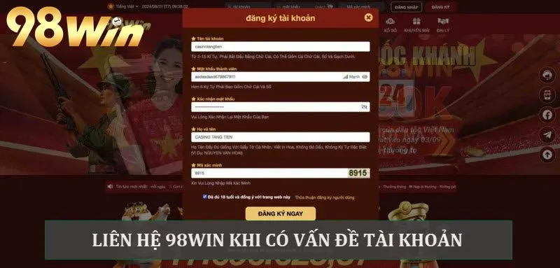 Liên lạc với 98win nhanh chóng qua Livechat