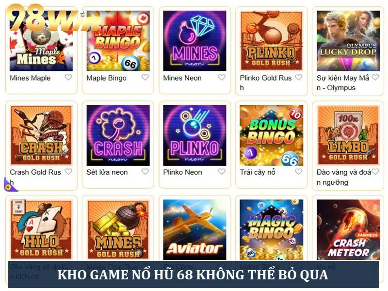 Kho game hũ cực khủng tại Nổ hũ 68