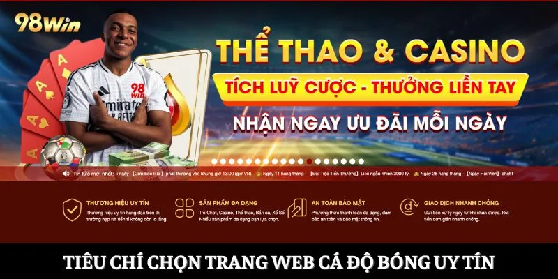 Tiêu chí chọn trang web cá độ bóng uy tín